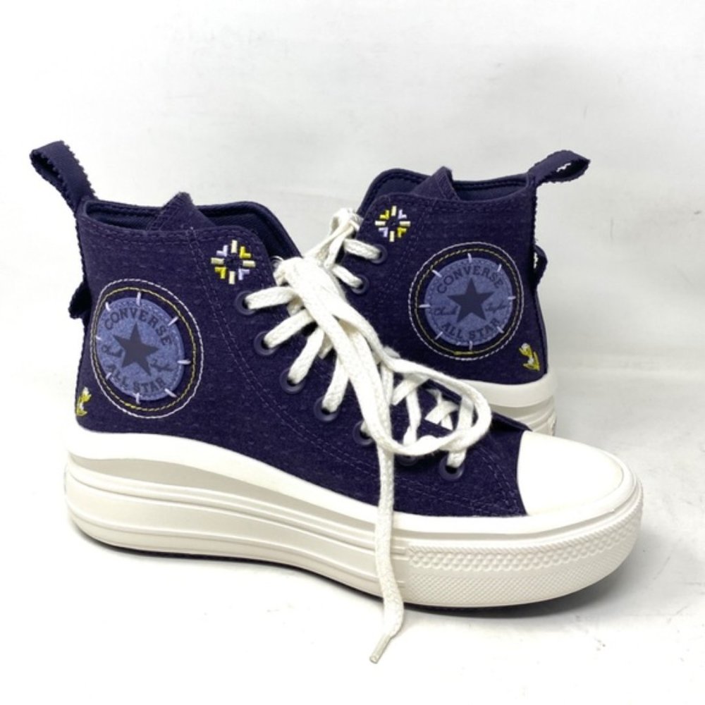 Converse Chuck Taylor Move Platform Women Shoes High Lilac Canvas Casual A05070C - Picture 3 of 9